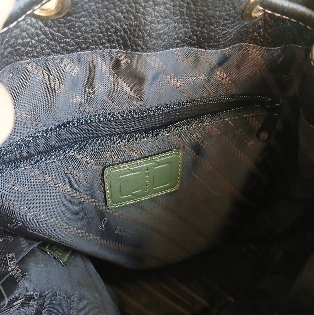 JOYCE Black Leather Drawstring Bag - Picture 10 of 11